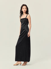 Jacquard patchwork strap dress