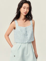 Pearl beaded Lace square-necked vest
