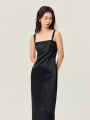 Jacquard patchwork strap dress