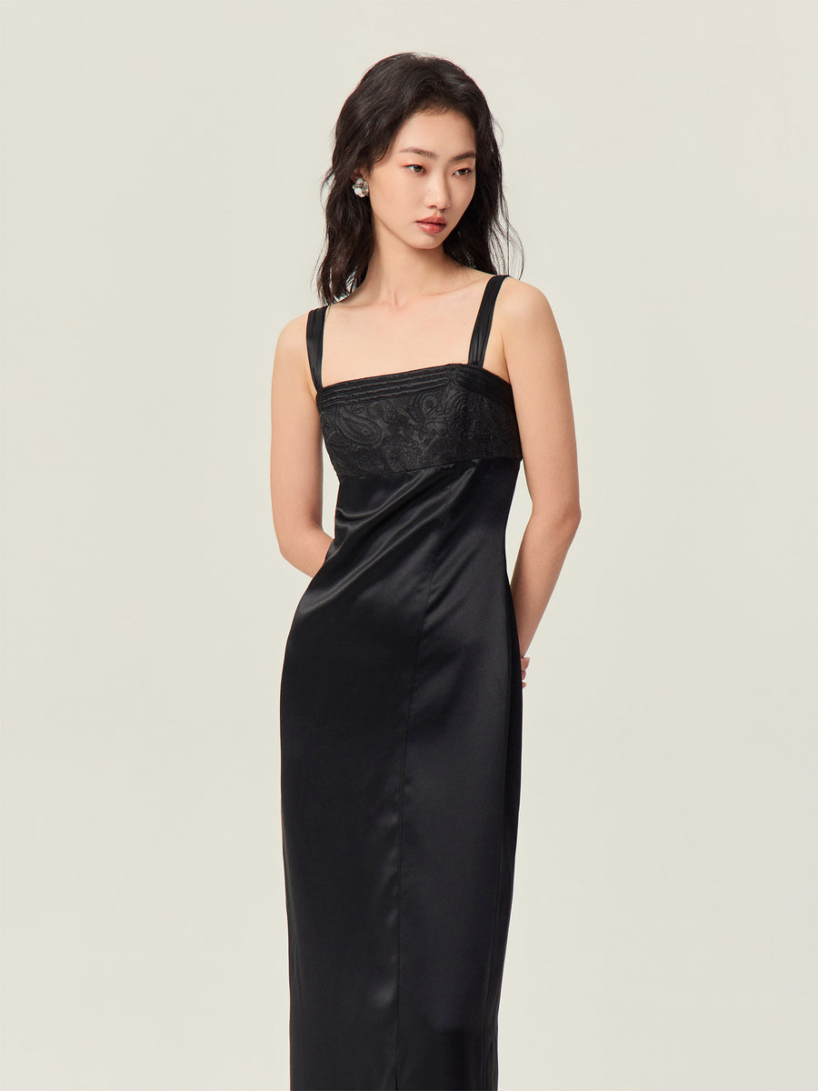 Jacquard patchwork strap dress