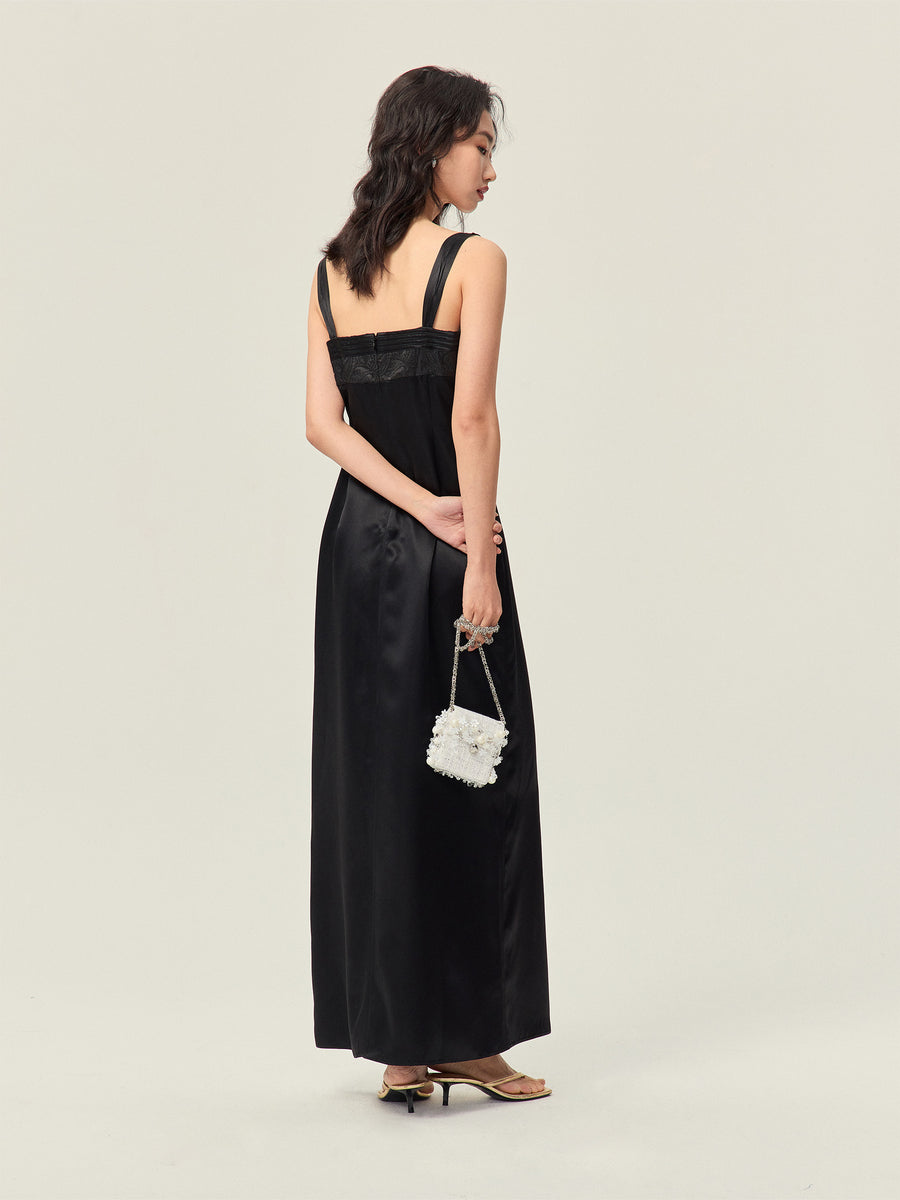 Jacquard patchwork strap dress