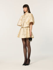 Golden Stand Collar Jacquard Short Coat