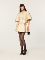Golden Stand Collar Jacquard Short Coat