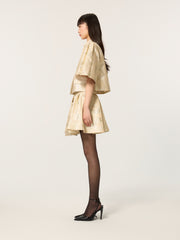 Golden Stand Collar Jacquard Short Coat