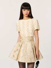 Golden Chinese-style Jacquard Skirt