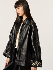 Embroidered Mandarin Collar Tang suit