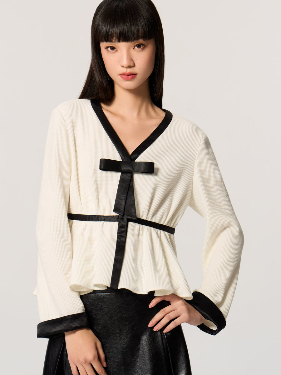 Chinese Style V-Neck Blouse