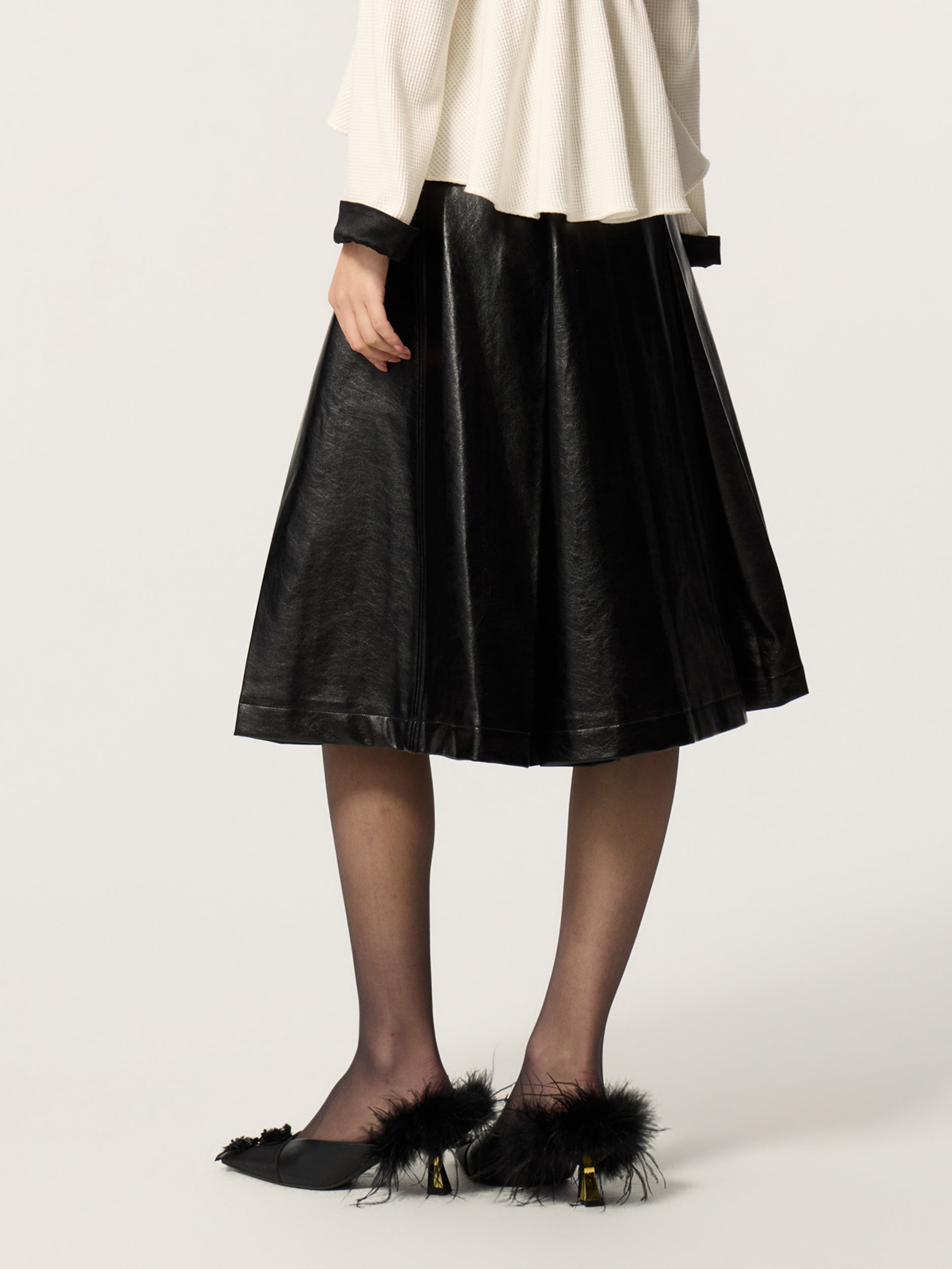 I-Pleated Midi Skirt