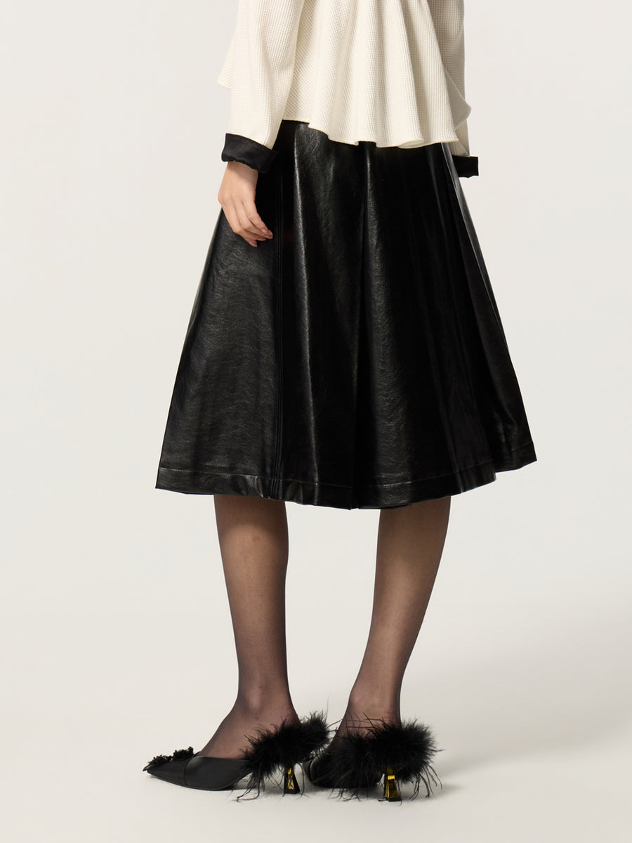 I-Pleated Midi Skirt
