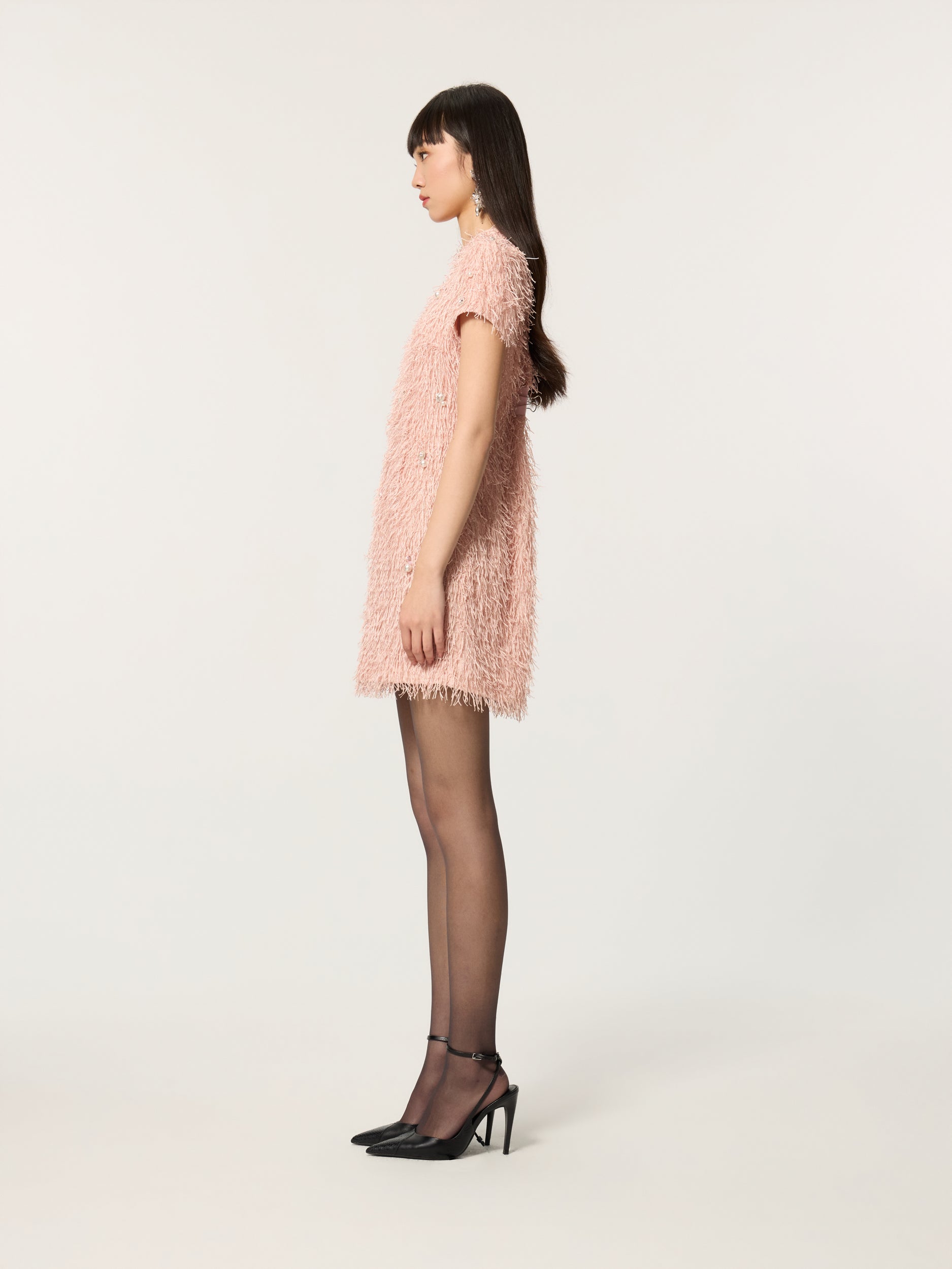 Embroidered Fluffy Chinese Short Sleeve Dress