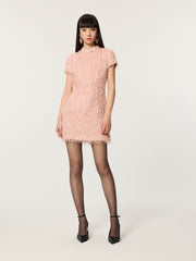 Embroidered Fluffy Chinese Short Sleeve Dress