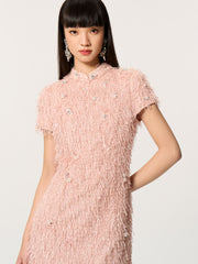 Embroidered Fluffy Chinese Short Sleeve Dress