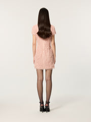 Embroidered Fluffy Chinese Short Sleeve Dress