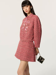 Chinese-Style Double Layered Tweed Skirt