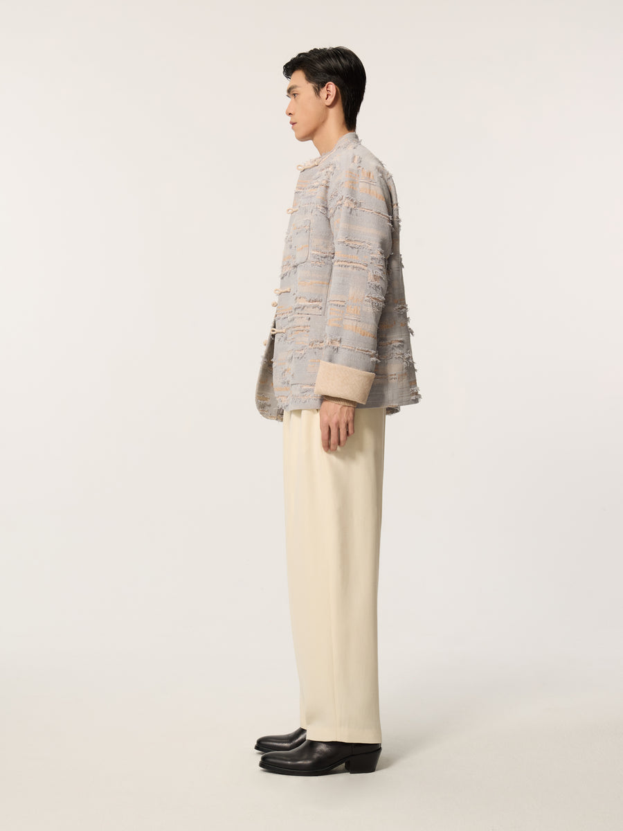 Embroidered inkstone, stand-up collar, flared sleeves Tang-style coat