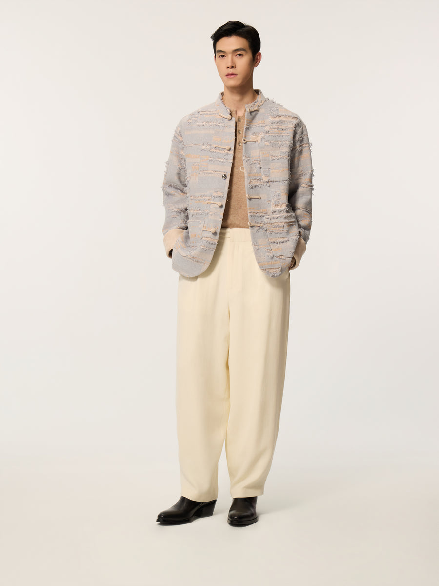 Embroidered inkstone, stand-up collar, flared sleeves Tang-style coat