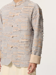 Embroidered inkstone, stand-up collar, flared sleeves Tang-style coat