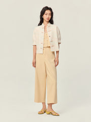 Tweed yarn Chinese short-sleeved Top