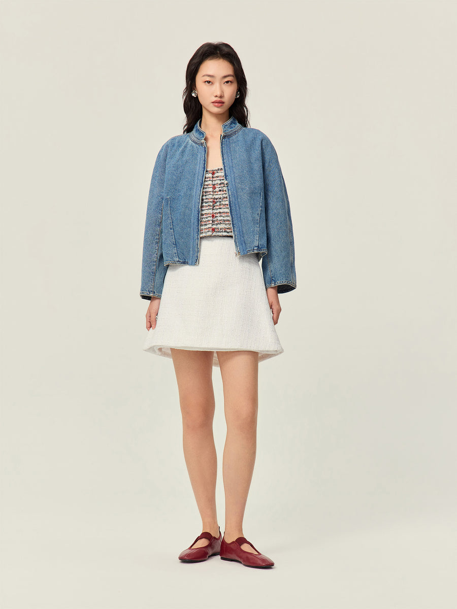 One piece sleeved denim jacket