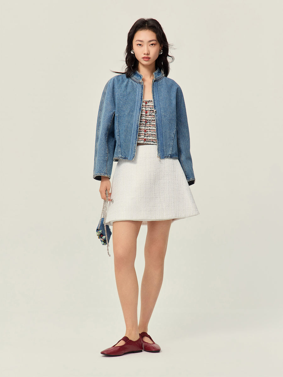 One piece sleeved denim jacket