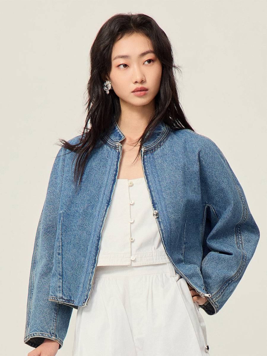 One piece sleeved denim jacket