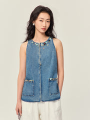 Denim beaded vest