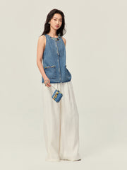 Denim beaded vest