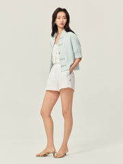 Tweed Chinese short-sleeved Top