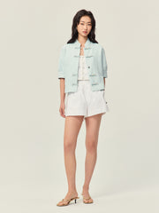 Tweed Chinese short-sleeved Top